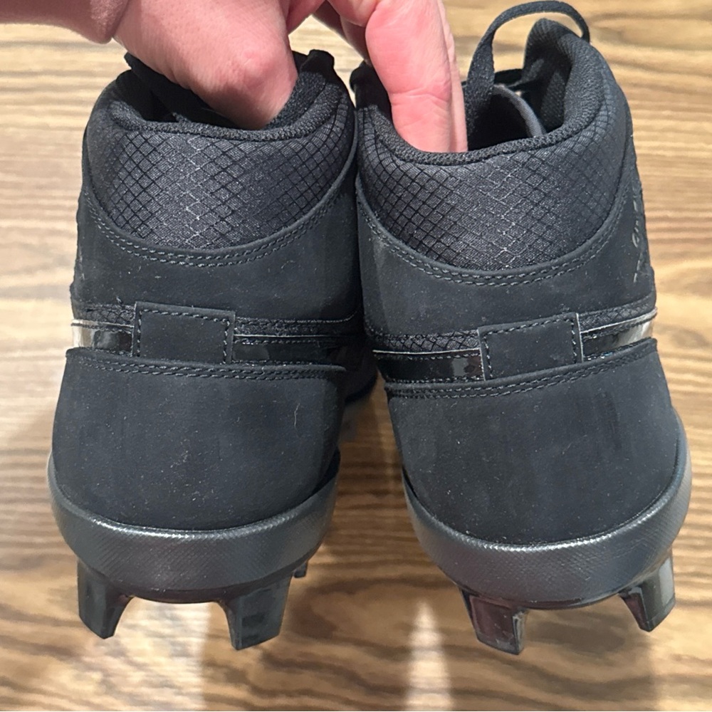 Size 14 Air Jordan 1 Retro MCS Suede Baseball Cleats Triple Black AV5354-002 - Picture 7 of 13